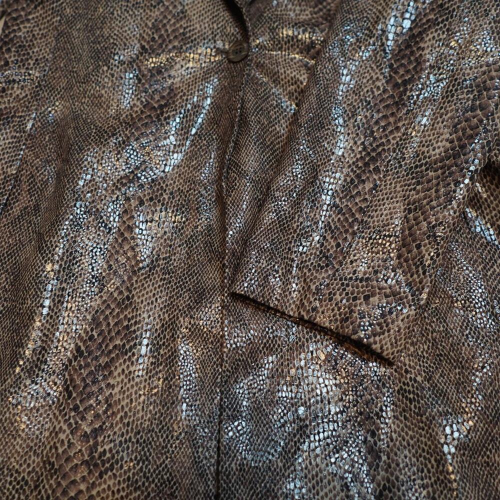 Harvé Benard Snakeskin Print Long Blazer Jacket Y2K Glam Size 8 - Picture 3 of 5